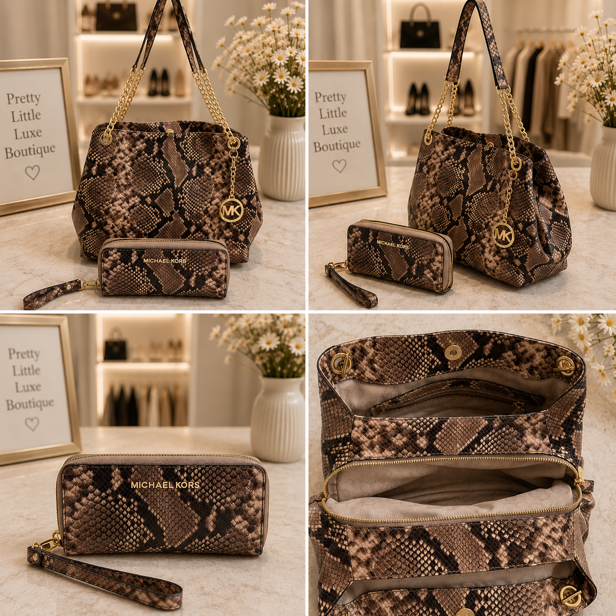 Michael Kors Fulton Python-Embossed Shoulder Bag & Wristlet Wallet Set