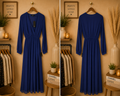 NWT Lulus Wondrous Water Lilies Royal Blue Long Sleeve Chiffon Maxi Dress - Size Small
