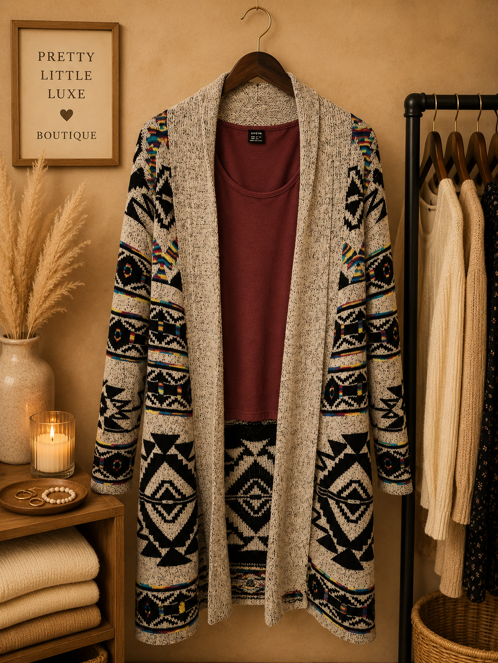 Northern Angel Southwestern Aztec Print Duster Cardigan - Size Small