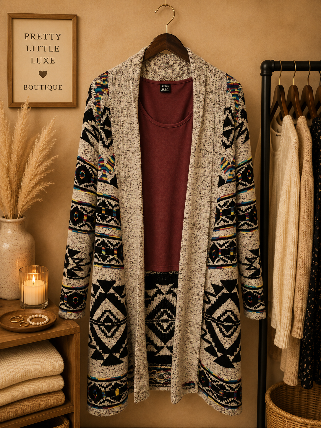 Northern Angel Southwestern Aztec Print Duster Cardigan - Size Small