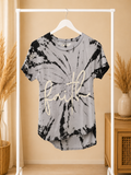 On Fire Gray Black Tie Dye Faith Graphic T-Shirt Small