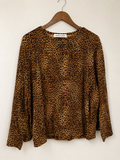 JNY Sport Animal Print Relaxed Boxy Long Sleeve Blouse Size XL