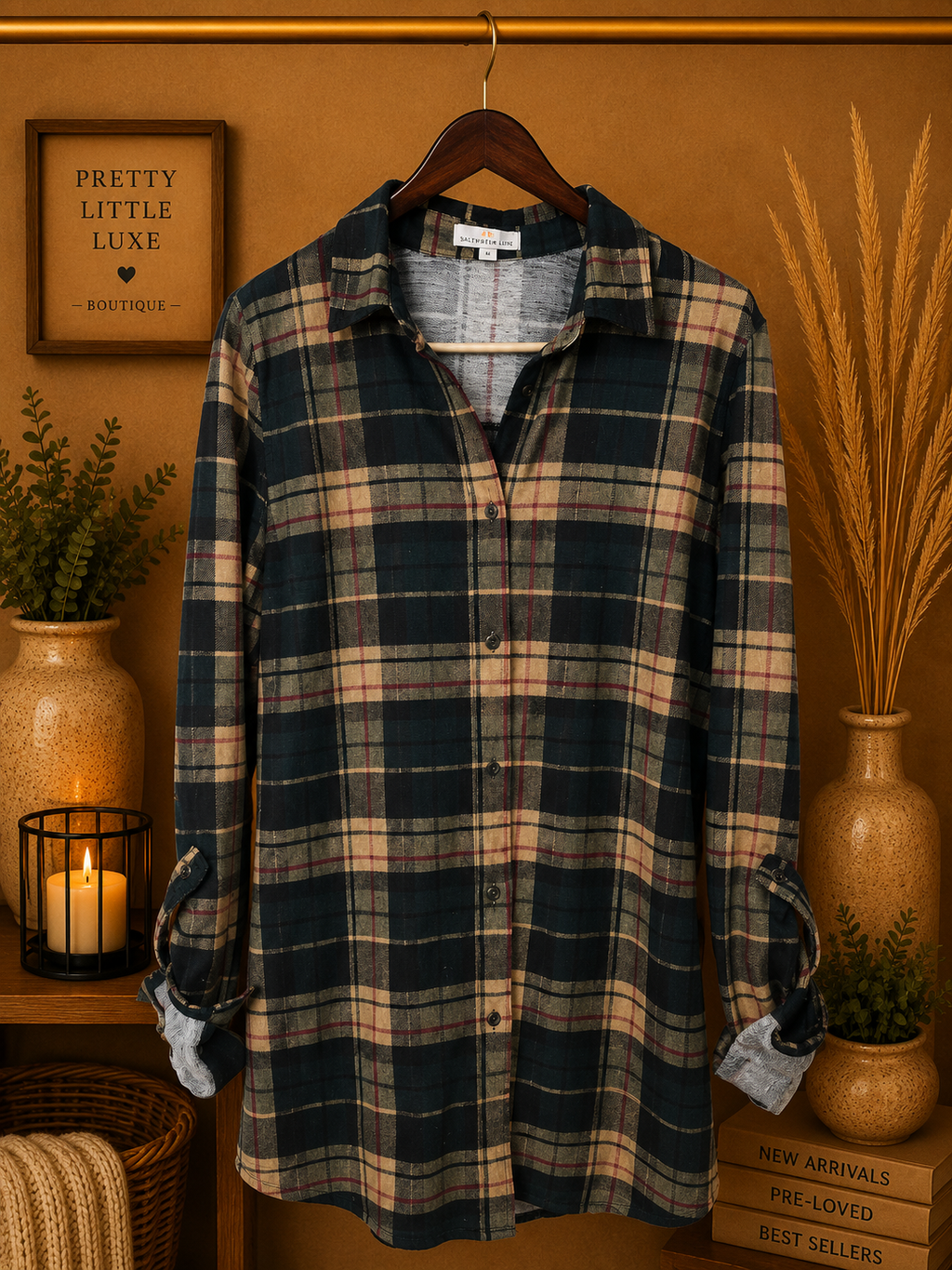 Bailey's Blossoms Plaid Flannel Button Up Shirt Women's- Small
