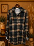 Bailey's Blossoms Plaid Flannel Button Up Shirt Women's- Small
