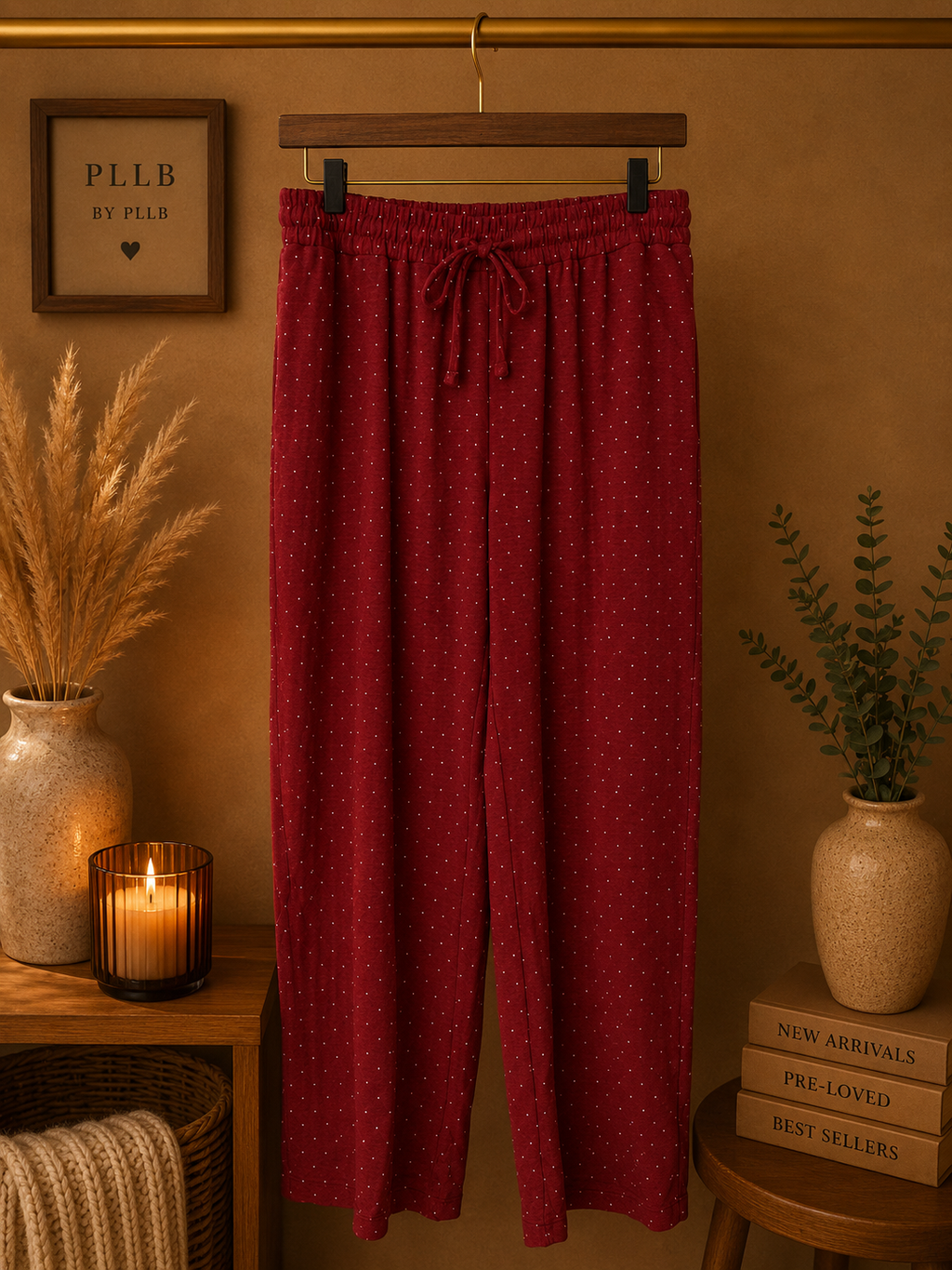 Pre-loved Sabrina Lauren New York Polka Dot Lounge Pants - Red - Size Large