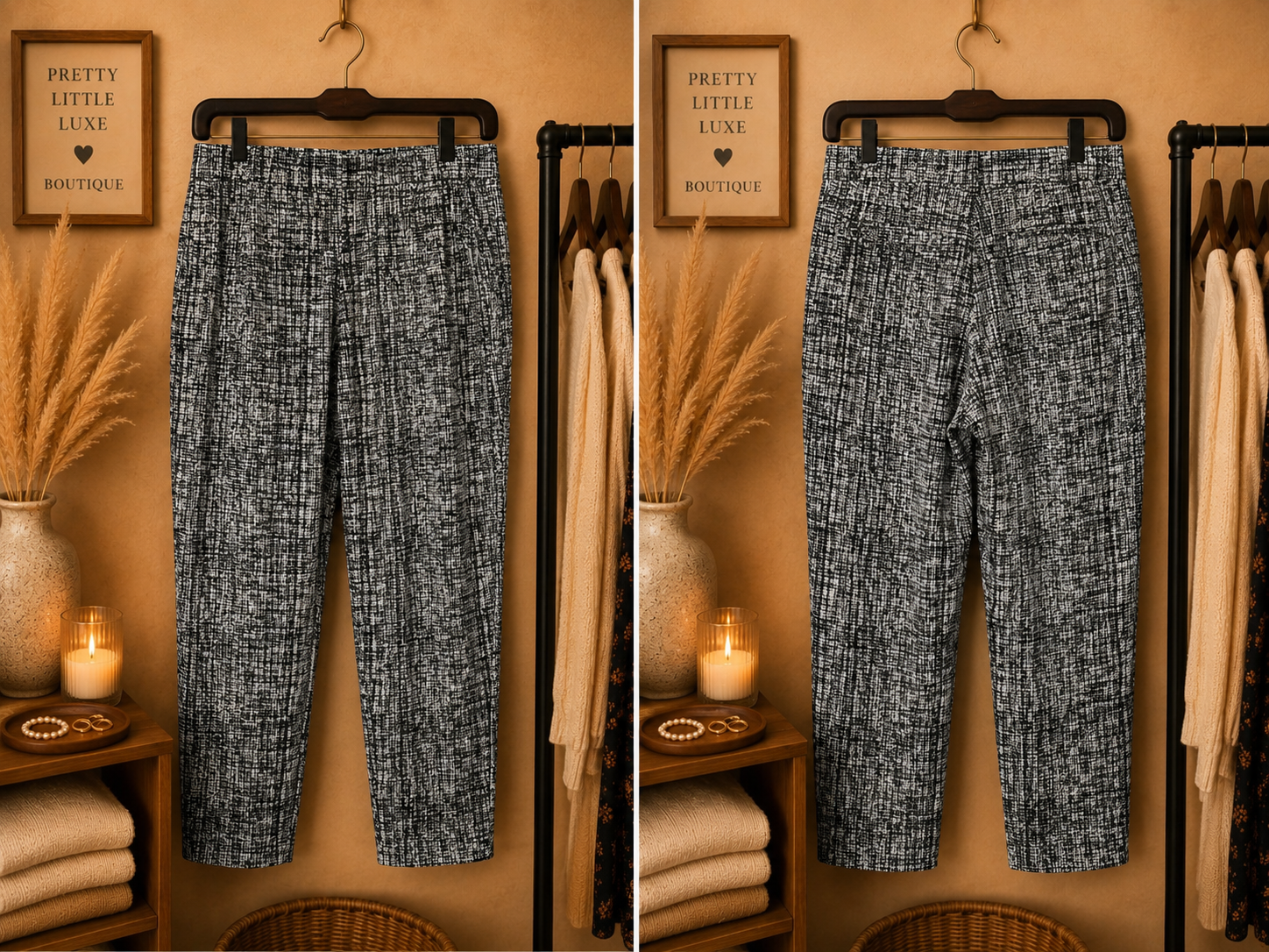 Ava & Grace Textured Crosshatch Pull-On Trousers - Size 10