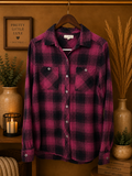 L.A. Hearts Burgundy Plaid Flannel Button Down Shirt- Small