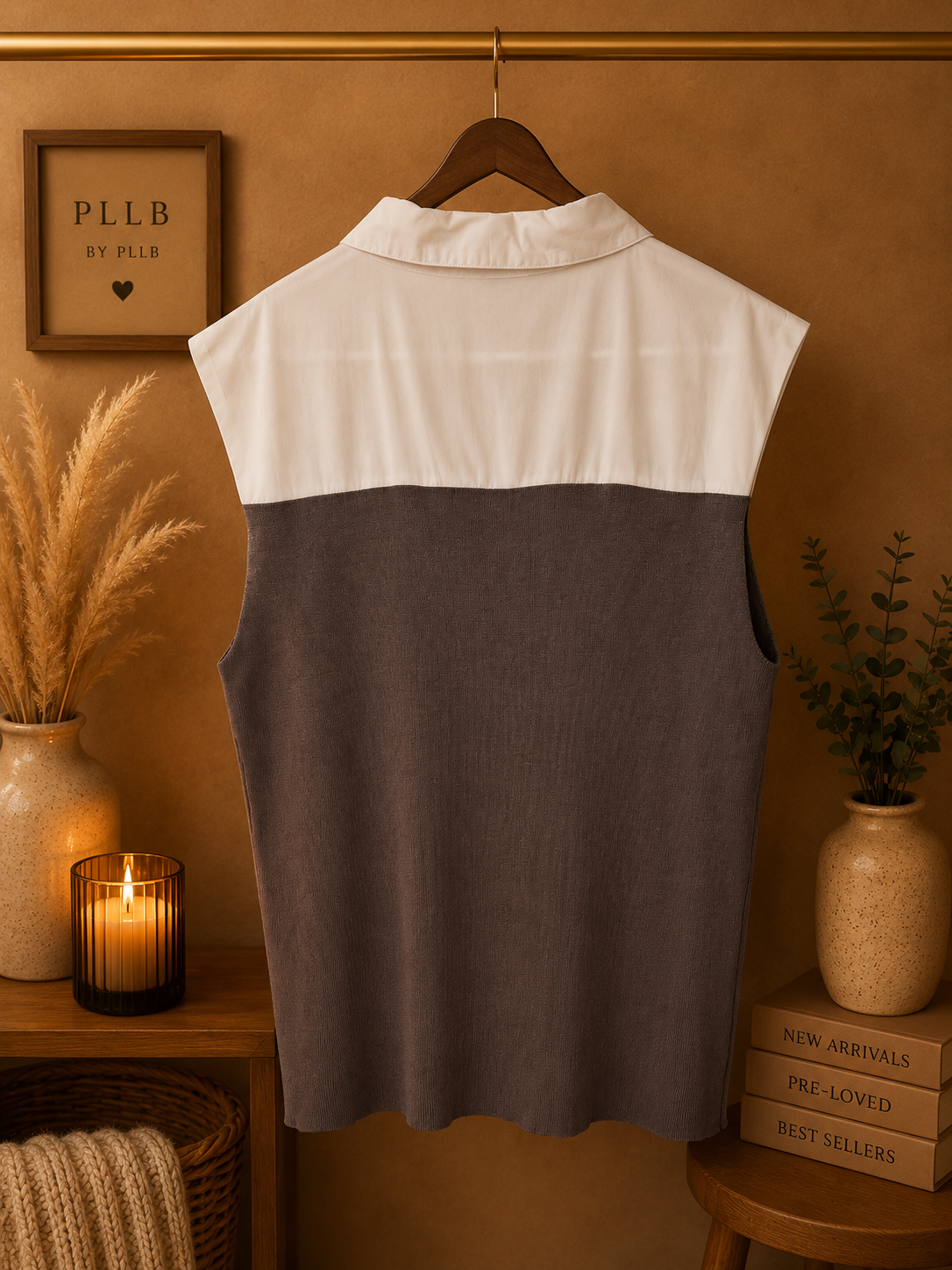 On Twelfth Colorblock Mixed Media Sleeveless Top - Mauve/White - Size 2X