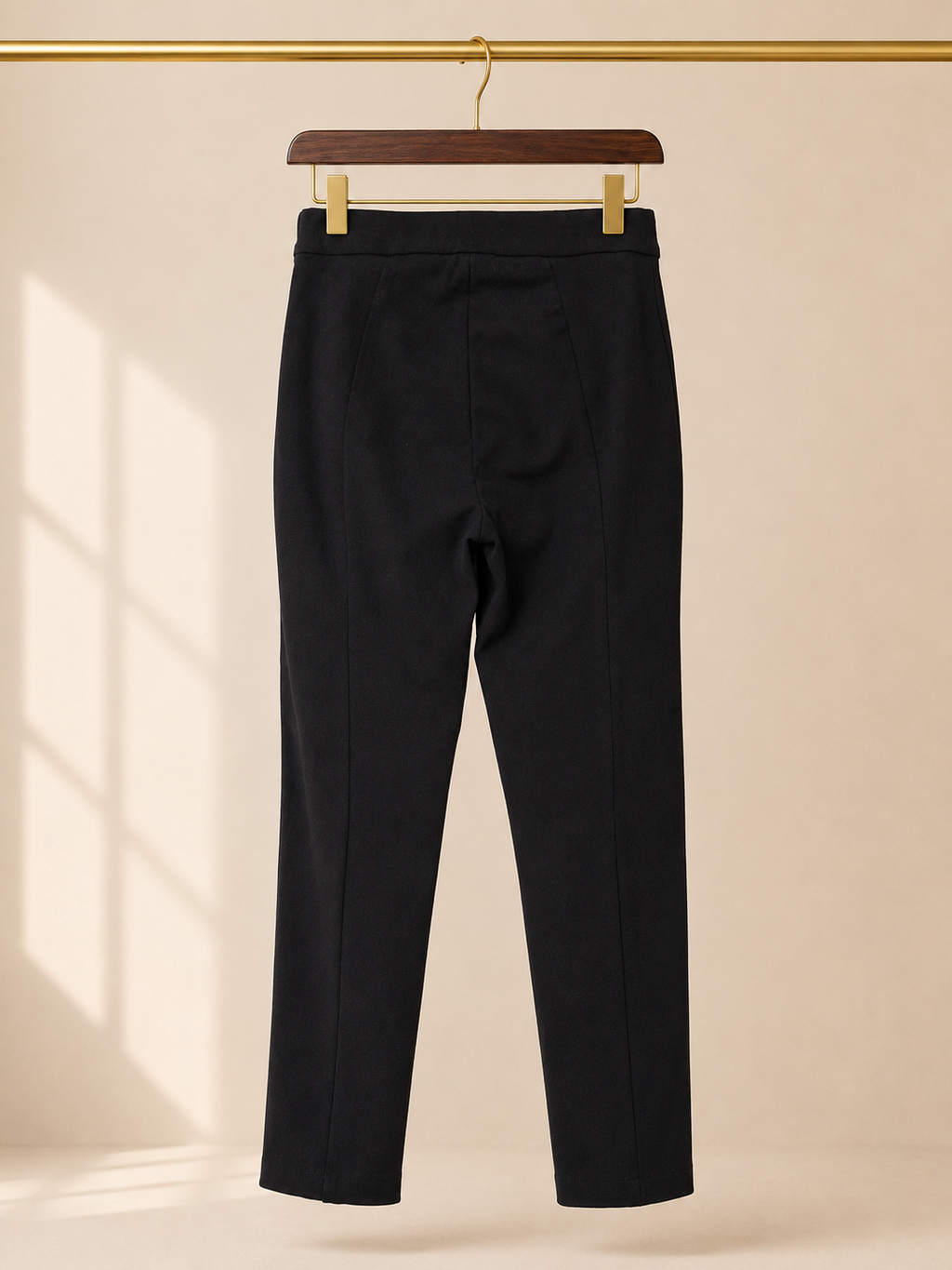H&M Tailored Ankle Trousers Black Flat Front Gold Pocket Accent Slacks- Size 4