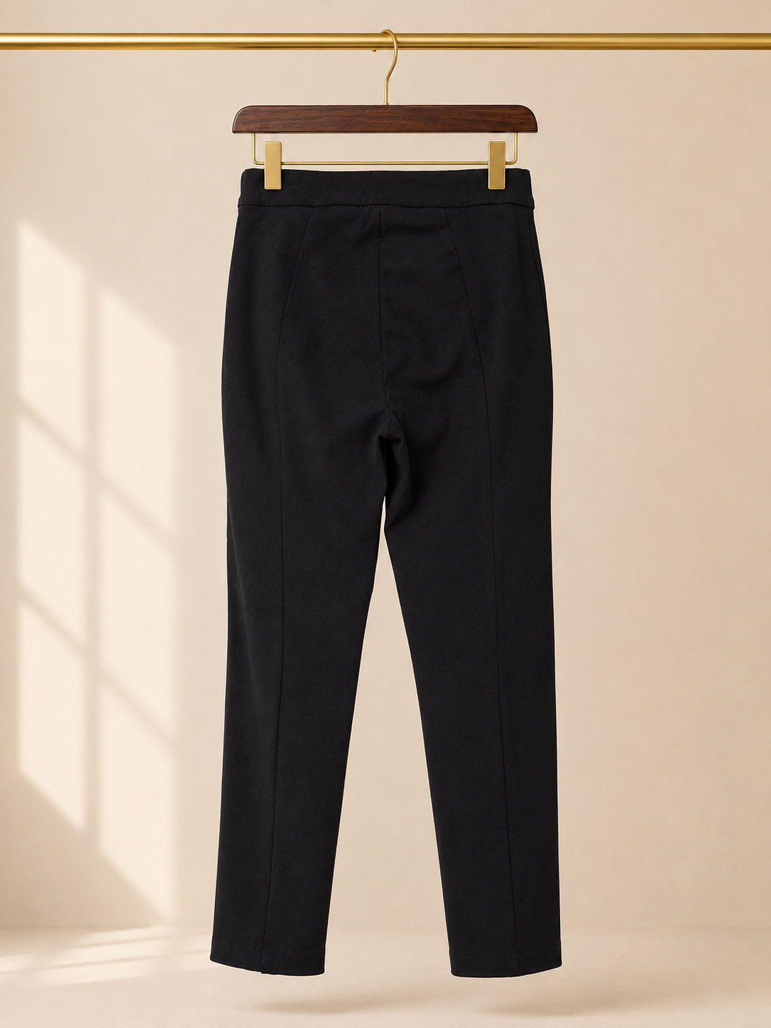 H&M Tailored Ankle Trousers Black Flat Front Gold Pocket Accent Slacks- Size 4