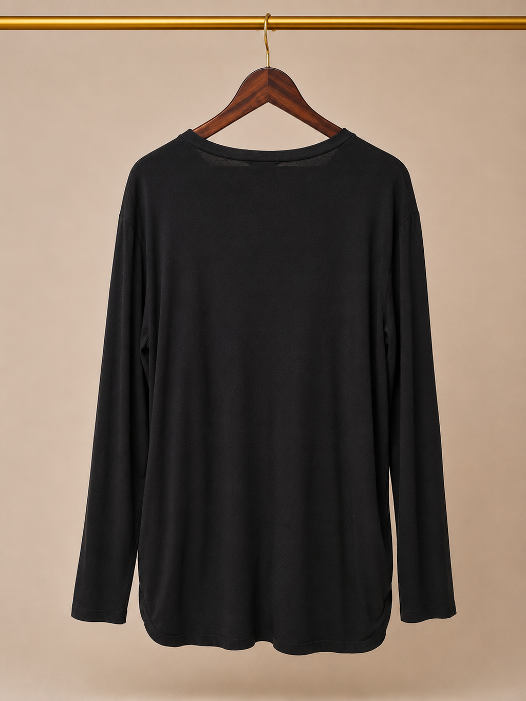 Ragdoll LA Soft Knit V-Neck Long Sleeve Side Ruched Pocket Tee - Black (XL)