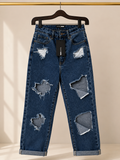 🔑 Fashion Nova NWT Heavily Distressed High-Rise Boyfriend Jeans - Medium Wash (1)