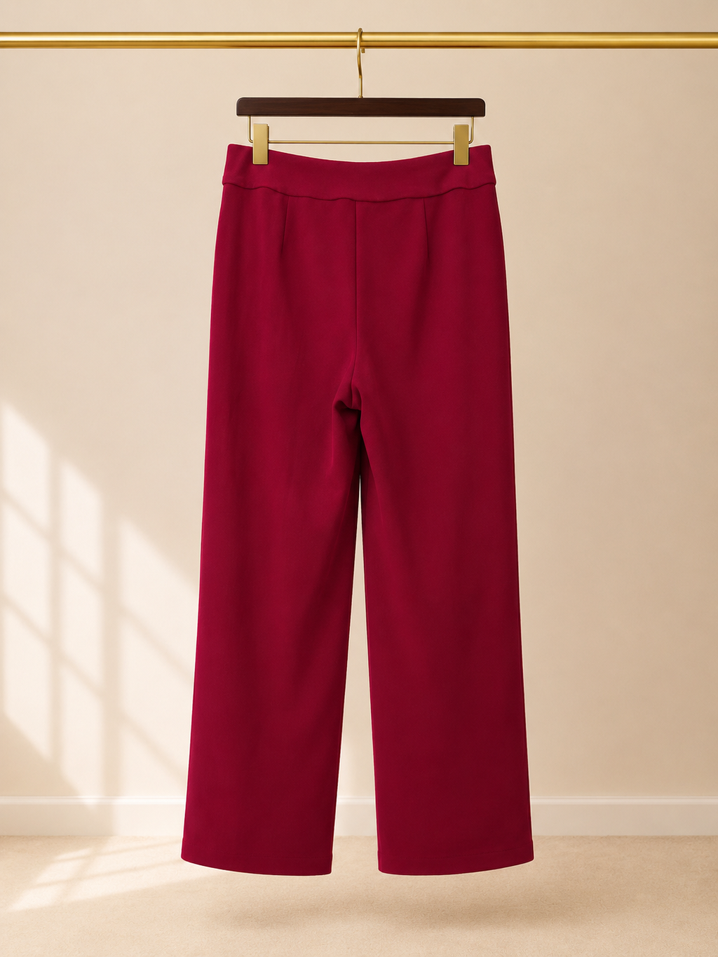 New York & Co Soho High Rise Wide Leg Pants Maroon Button Side Crop Size- Medium