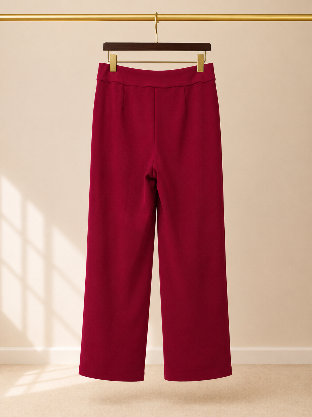 New York & Co Soho High Rise Wide Leg Pants Maroon Button Side Crop Size- Medium