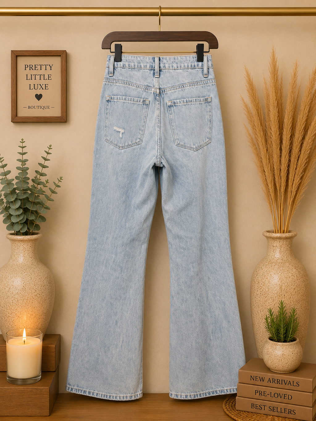 Vervet High-Waisted Distressed Wide-Leg Jeans - Light Wash Denim (24)