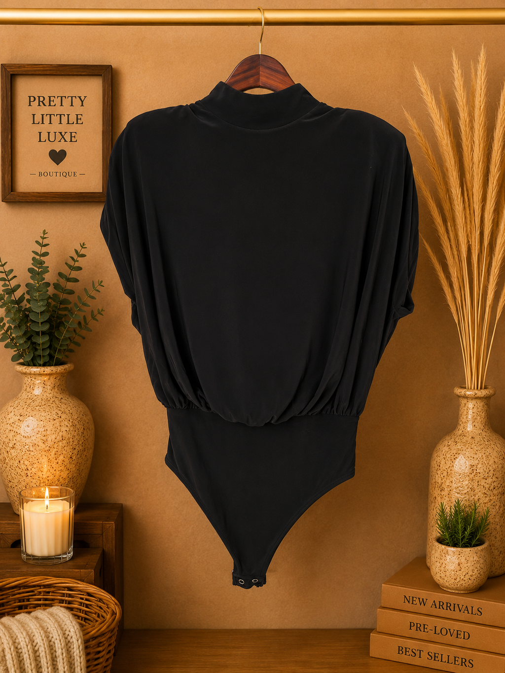 Express NWOT Black Mock Neck Deep V Choker Cutout Bodysuit -Size XS