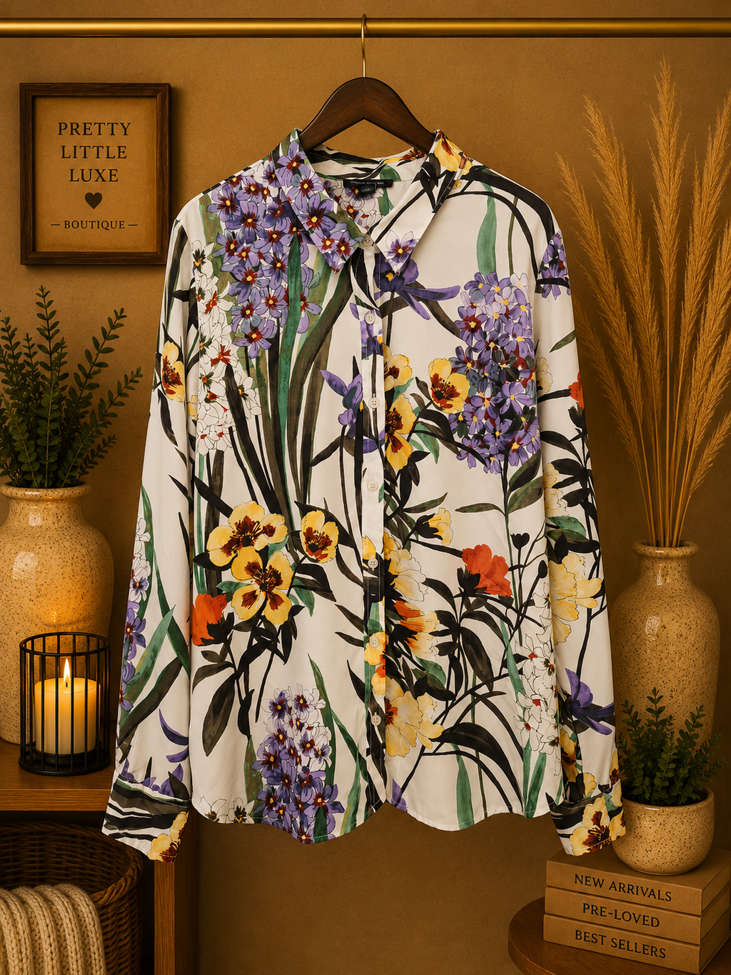 Tommy Hilfiger Botanical Floral Button-Down Resort Blouse - Size XL