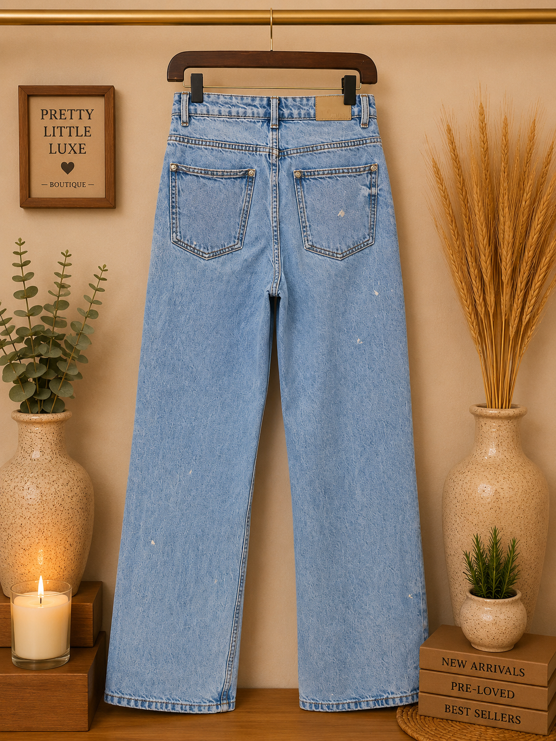 Zara High-Rise Wide-Leg Distressed Jeans - Light Indigo Wash (2)