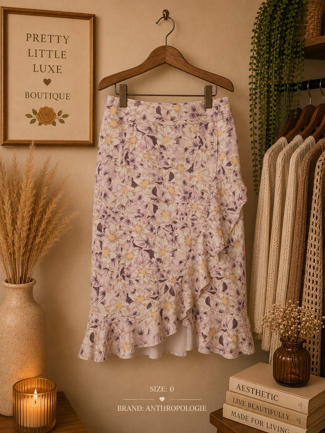 Anthropologie Skirt Size 0 Pink Purple Floral Pencil Midi