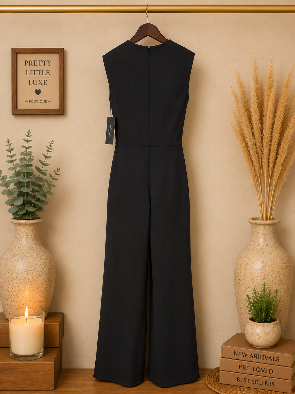 Lulus Glamorous Dedication Black Square Neck Wide Leg Jumpsuit - NWT XS