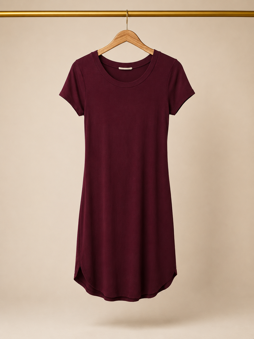 Mind Code Short-Sleeve High-Low T-Shirt Dress - Burgundy Maroon (Small)