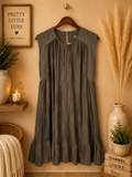 Anthropologie Textured Sleeveless Tiered Mini Dress in Olive Brown – Size Small