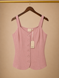 Good Luck Gem NWT Linen-Blend Adjustable-Strap Tie-Back Cami Top - Dusty Rose Pink (Large)