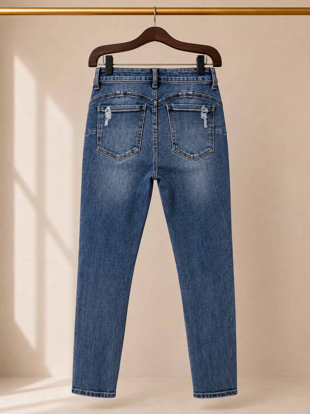 🔑 Wax Jean Butt I Love You Heavily Distressed High-Rise Skinny Jeans - Medium Wash (27)