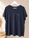 Calvin Klein Navy Blue Rhinestone Studded Logo T-Shirt - Size XL