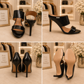 Calvin Klein Cecily Black Croc-Embossed Heeled Sandal Mules - Size 7 NIB