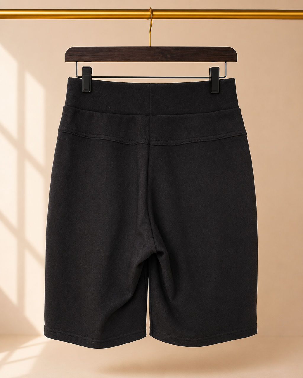 Fuego Moda High Rise Bermuda Shorts Gold Zipper Pockets Black- Large