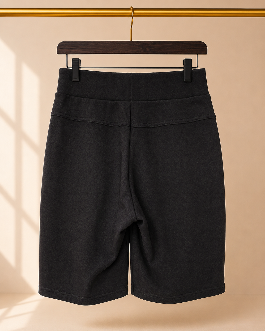 Fuego Moda High Rise Bermuda Shorts Gold Zipper Pockets Black- Large