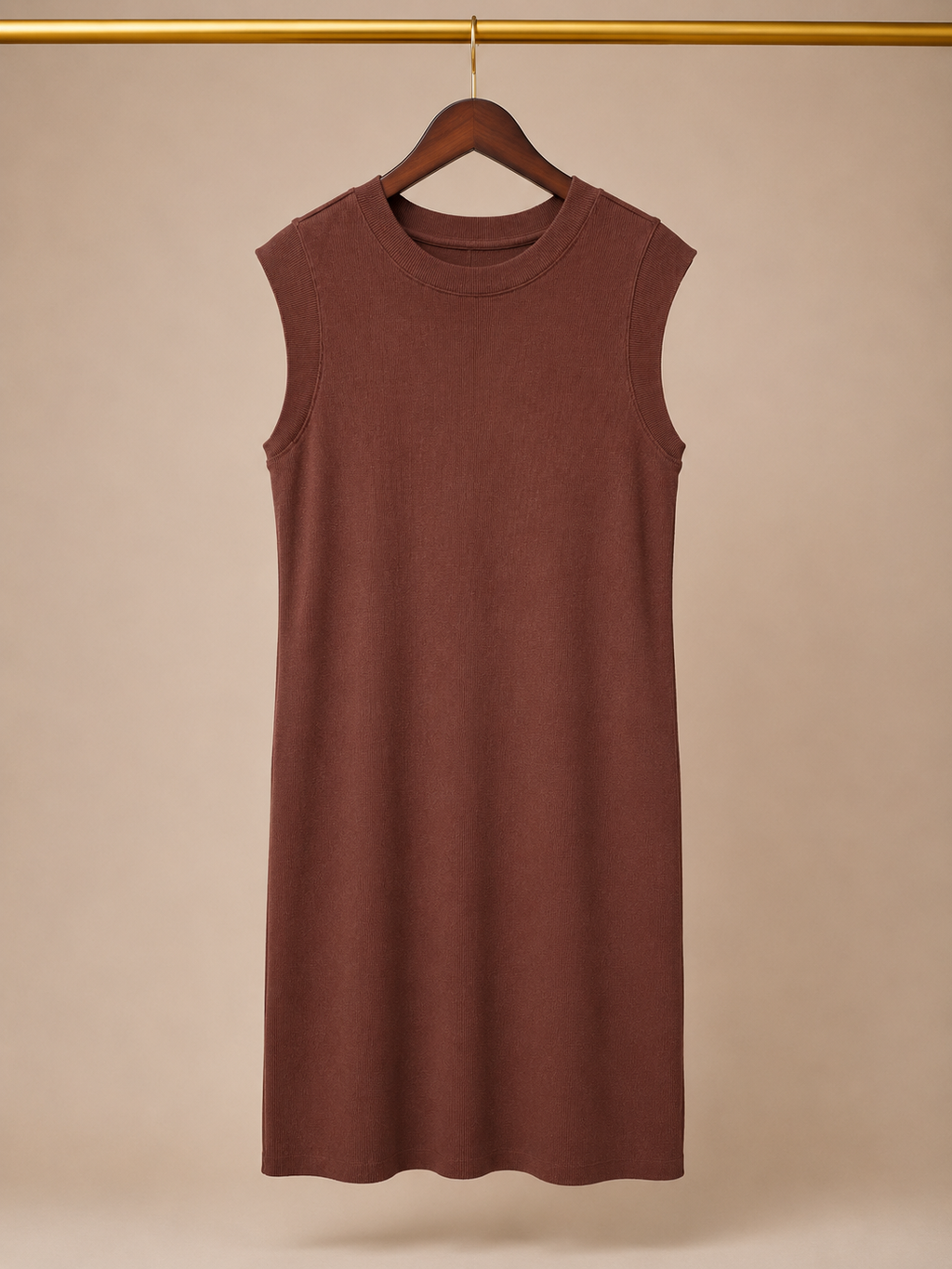 A New Day Ribbed Sleeveless Shift Sweater Dress - Chocolate Brown (Large)