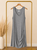 FIRTH Heather Grey Draped V-Neck Sleeveless Cocoon Mini Dress Medium