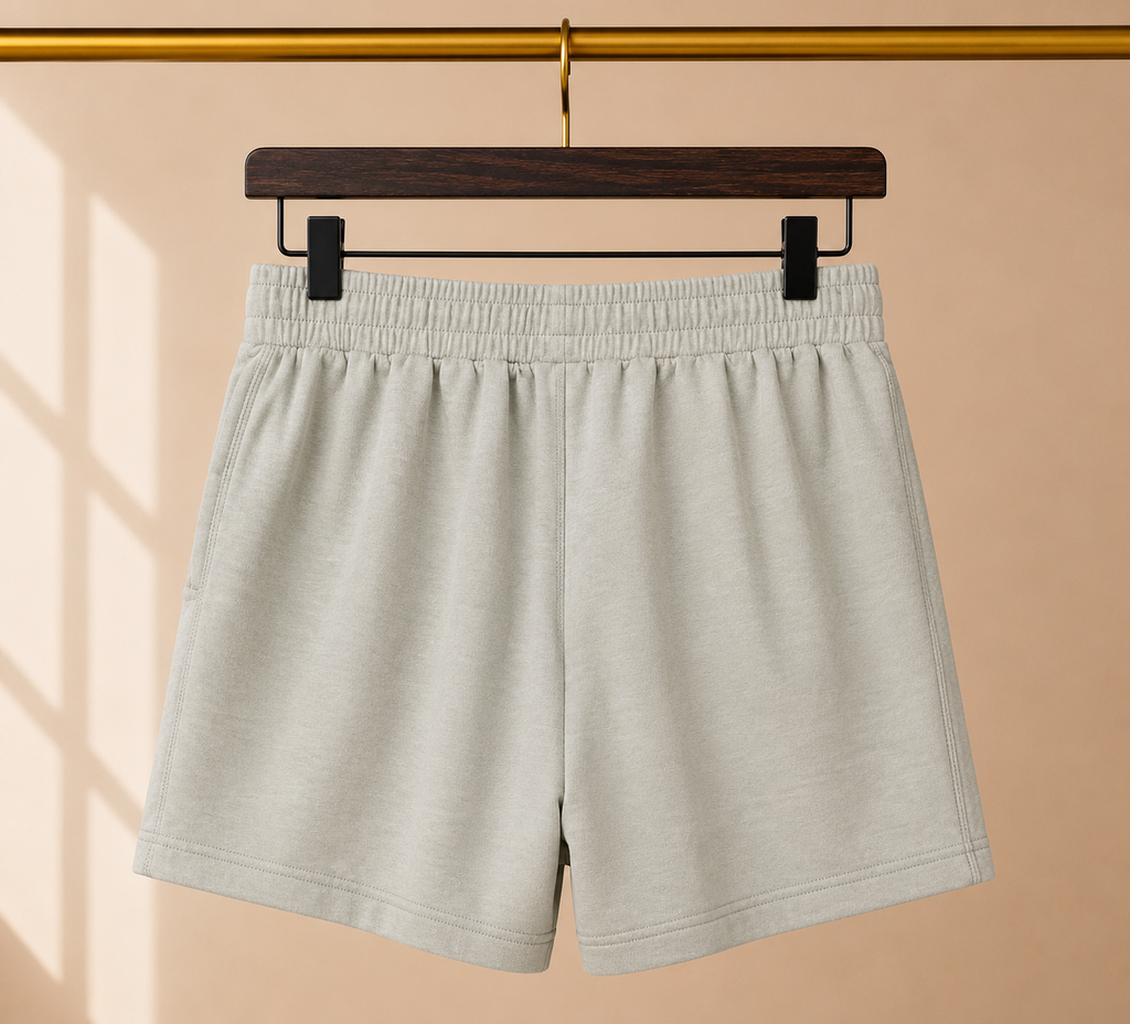 Legend High Rise Drawstring Sweat Shorts - Heather Sage Grey- Large
