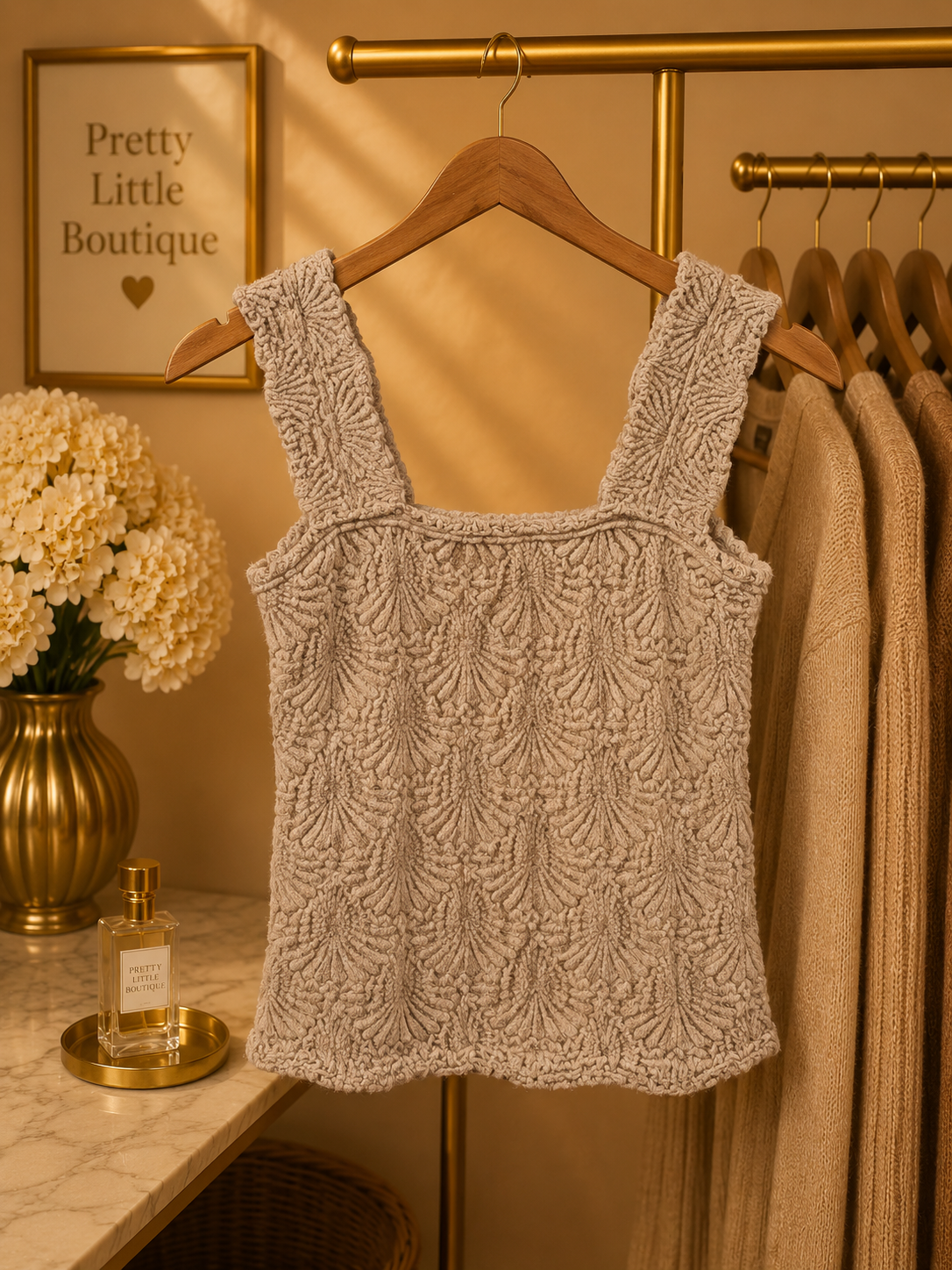 Beige Stretch Tank Small