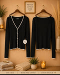 Milk & Honey Ribbed Contrast Trim Cardigan Large