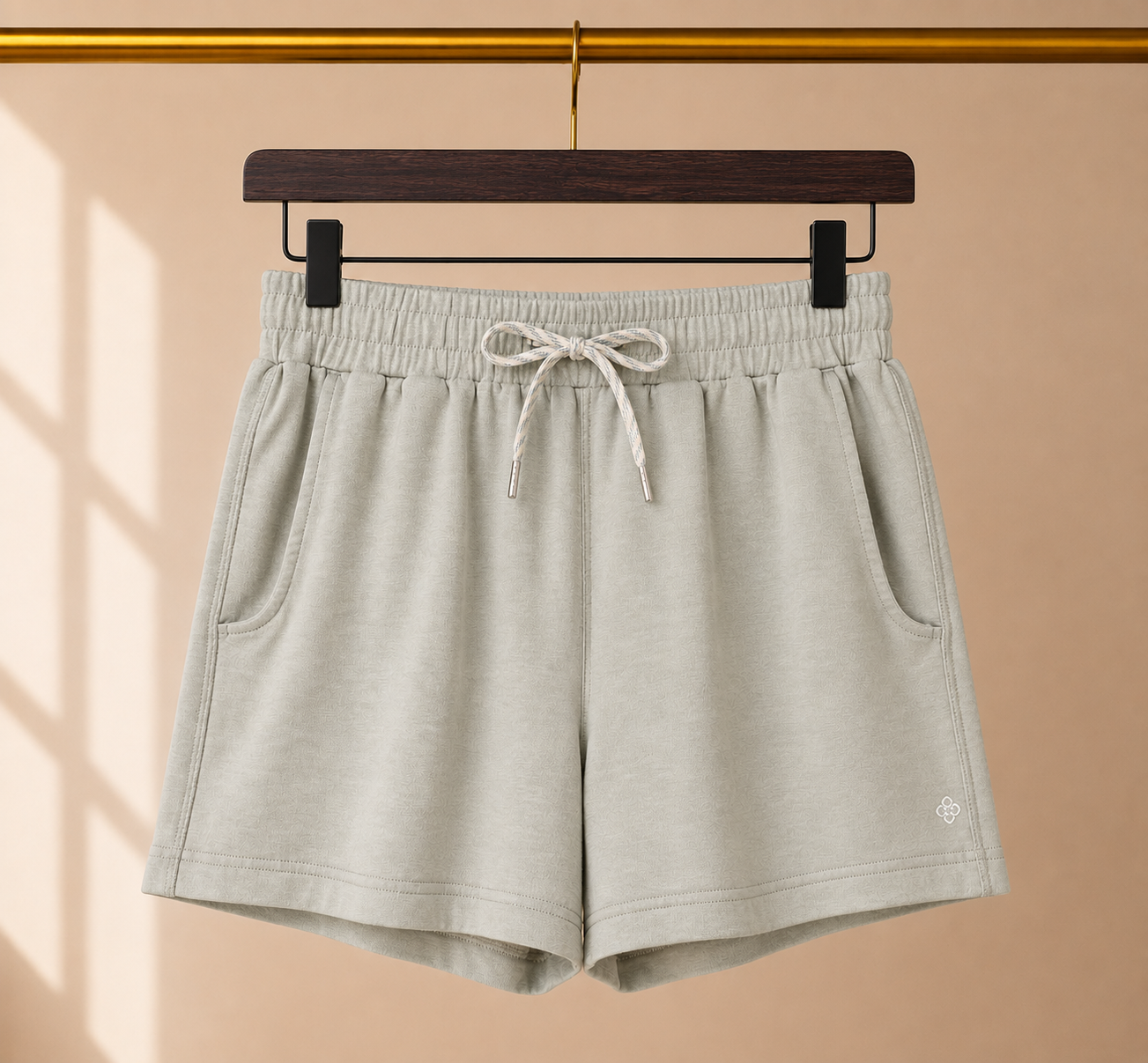 Legend High Rise Drawstring Sweat Shorts - Heather Sage Grey- Large
