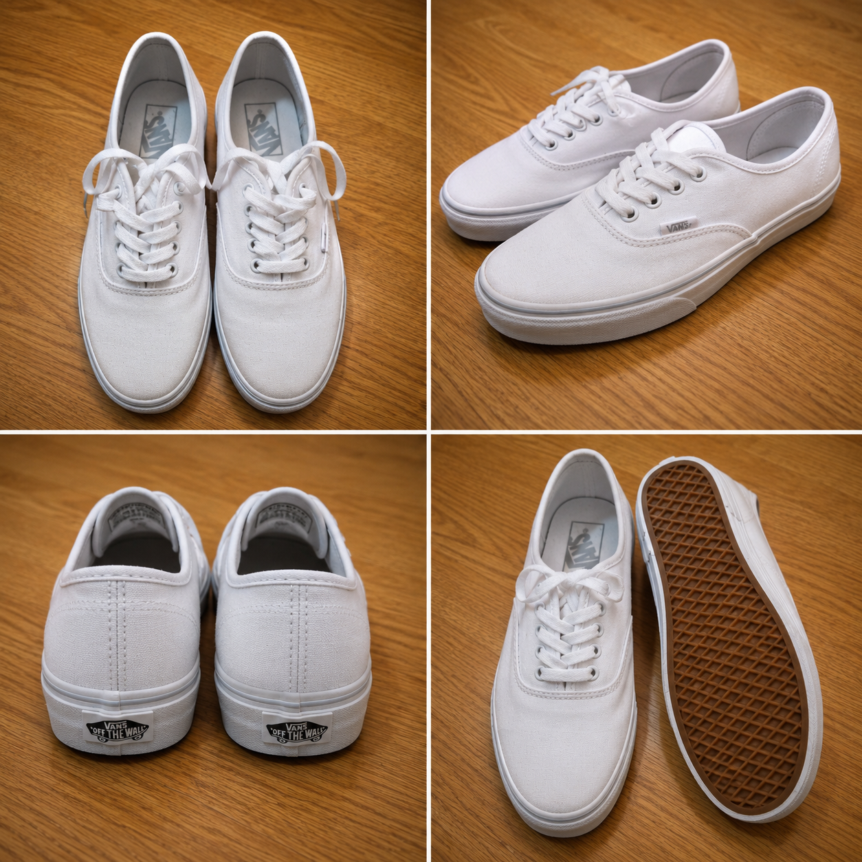Vans Authentic Low Top White Canvas Sneakers Mens 5.5 Womens 7 NWOT