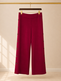 New York & Co Soho High Rise Wide Leg Pants Maroon Button Side Crop Size- Medium