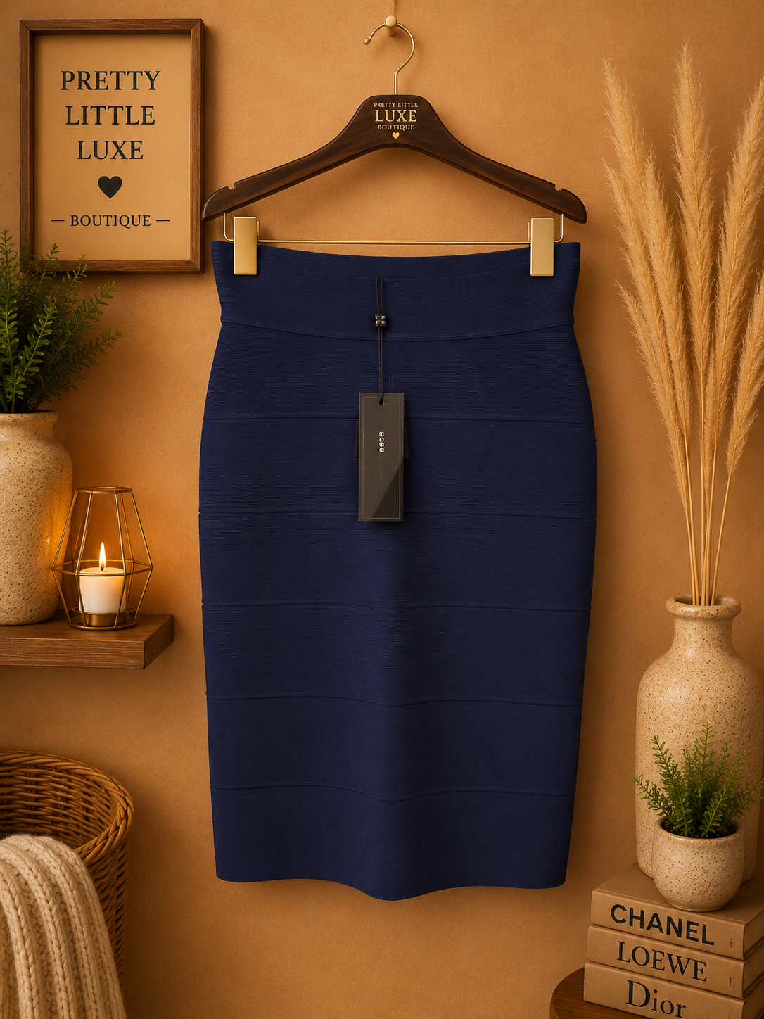 BCBGMAXAZRIA Alexa Icon Bandage Pencil Skirt in Navy - Size Small (NWT)
