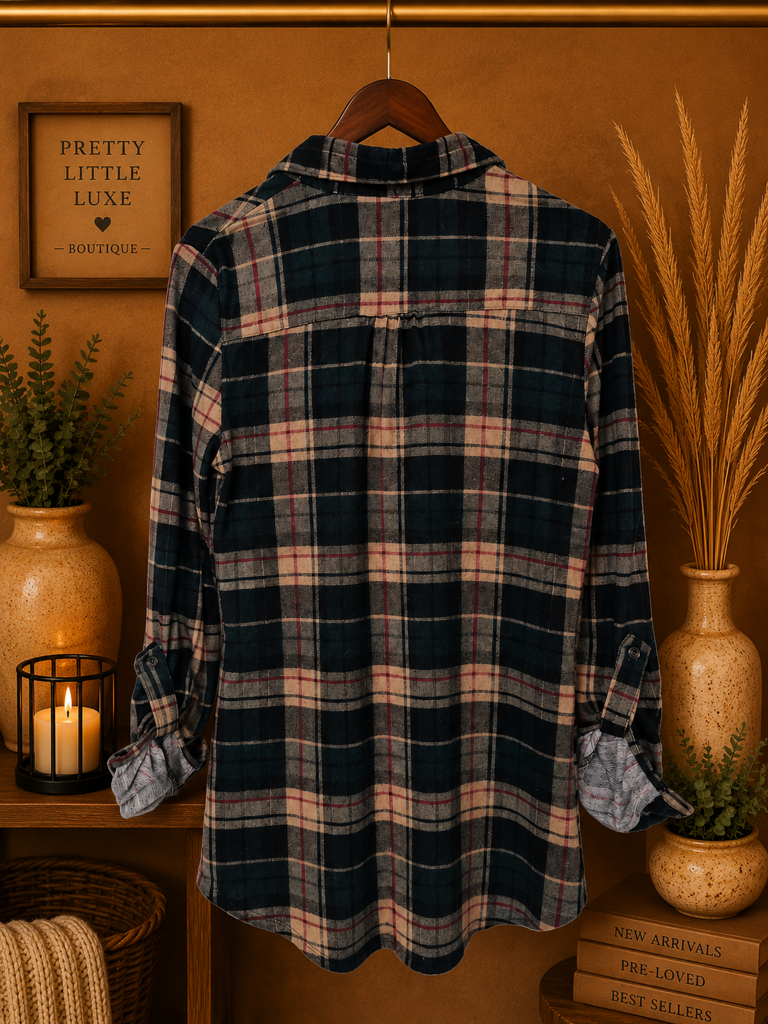Bailey's Blossoms Plaid Flannel Button Up Shirt Women's- Small
