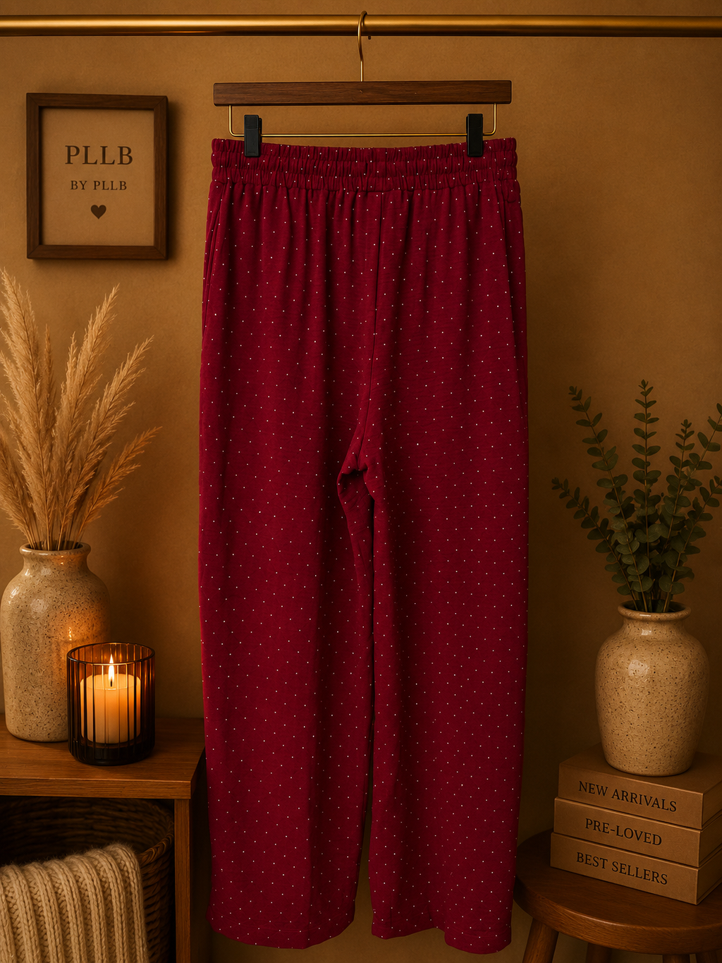 Pre-loved Sabrina Lauren New York Polka Dot Lounge Pants - Red - Size Large