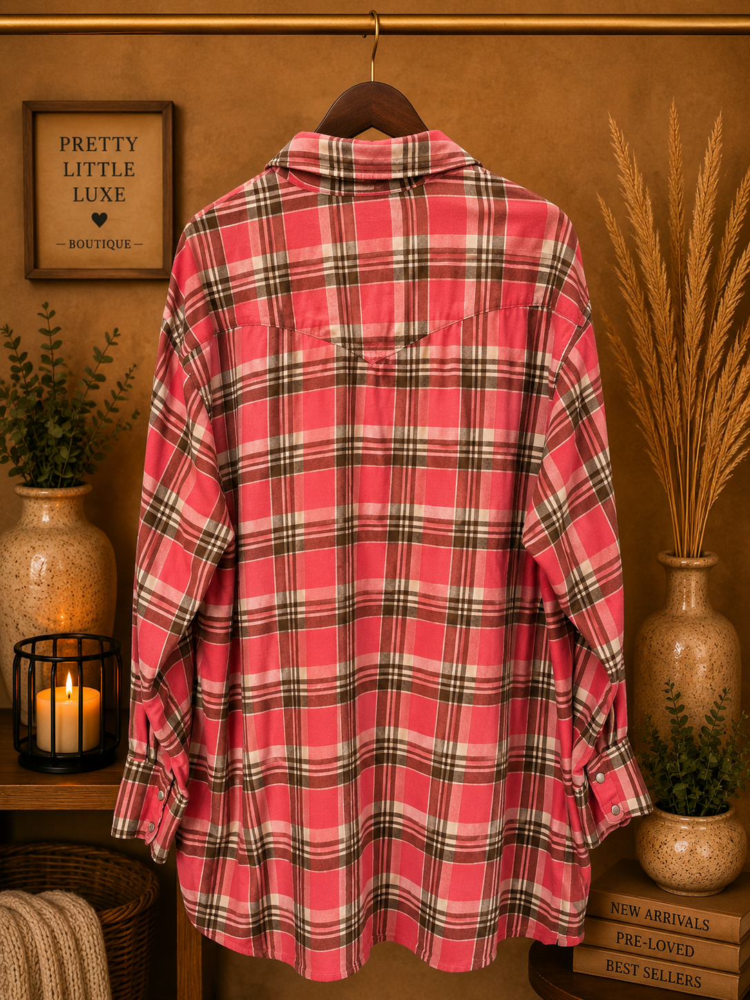 Levi's Dylan Oversized Western Pearl Snap Flannel Plaid Shirt Medium