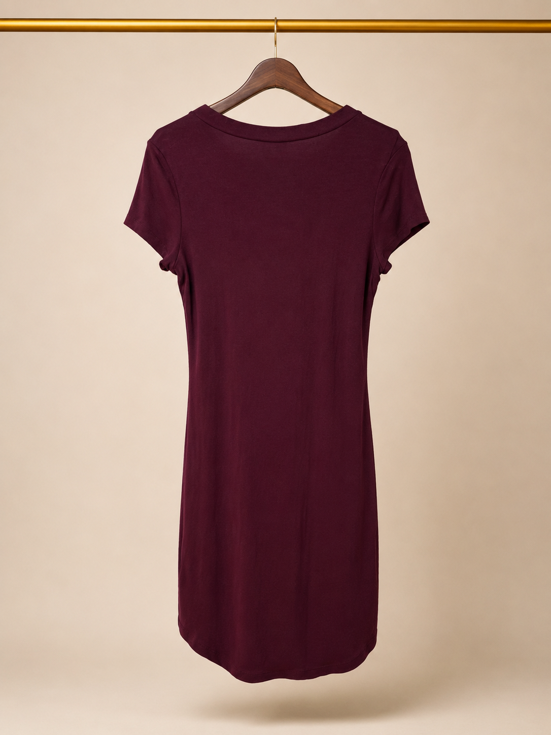 Mind Code Short-Sleeve High-Low T-Shirt Dress - Burgundy Maroon (Small)