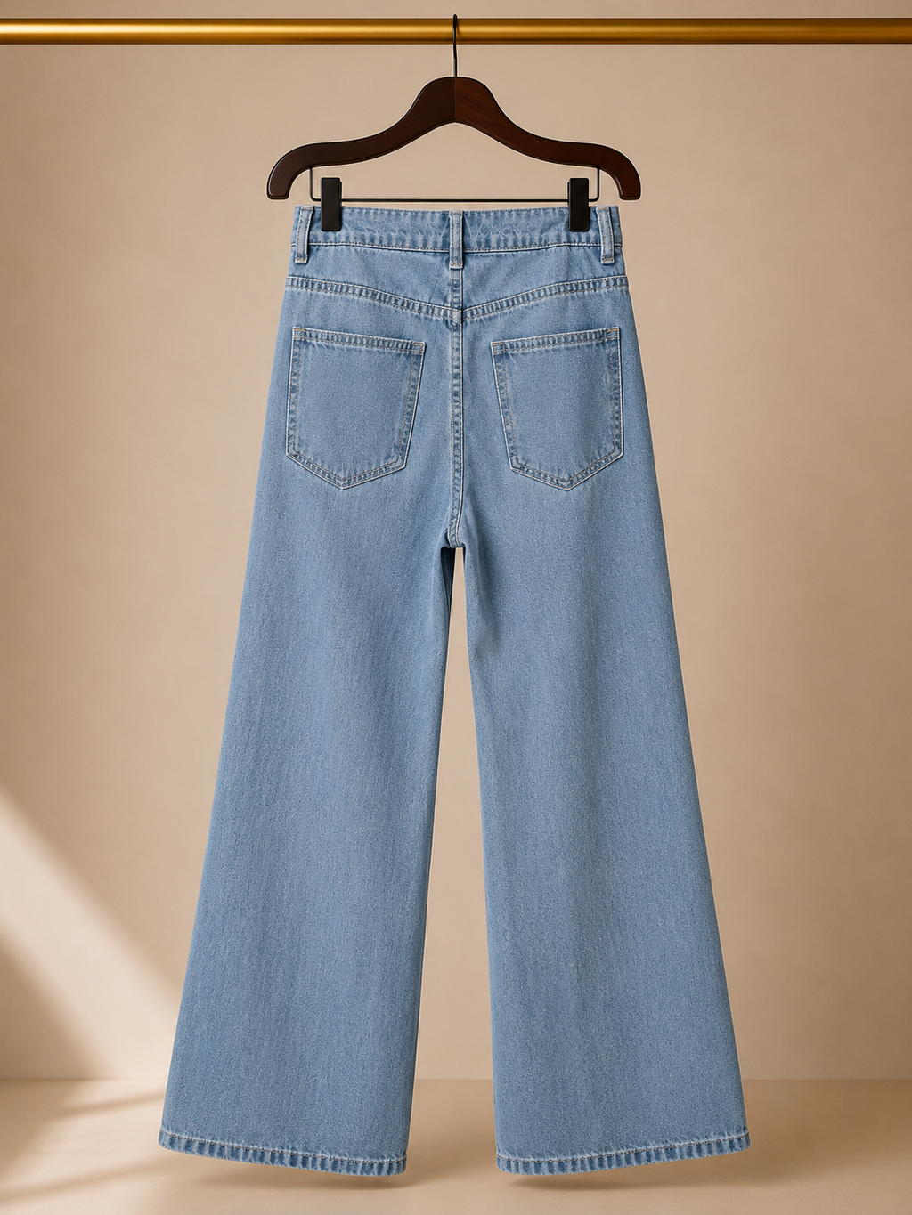 🔑 High-Rise Multi-Pocket Cargo Wide-Leg Utility Pants - Light Blue (XS)