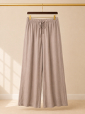 SHEIN High Rise Linen Blend Wide Leg Pants Taupe Beige Drawstring-Size XS/2