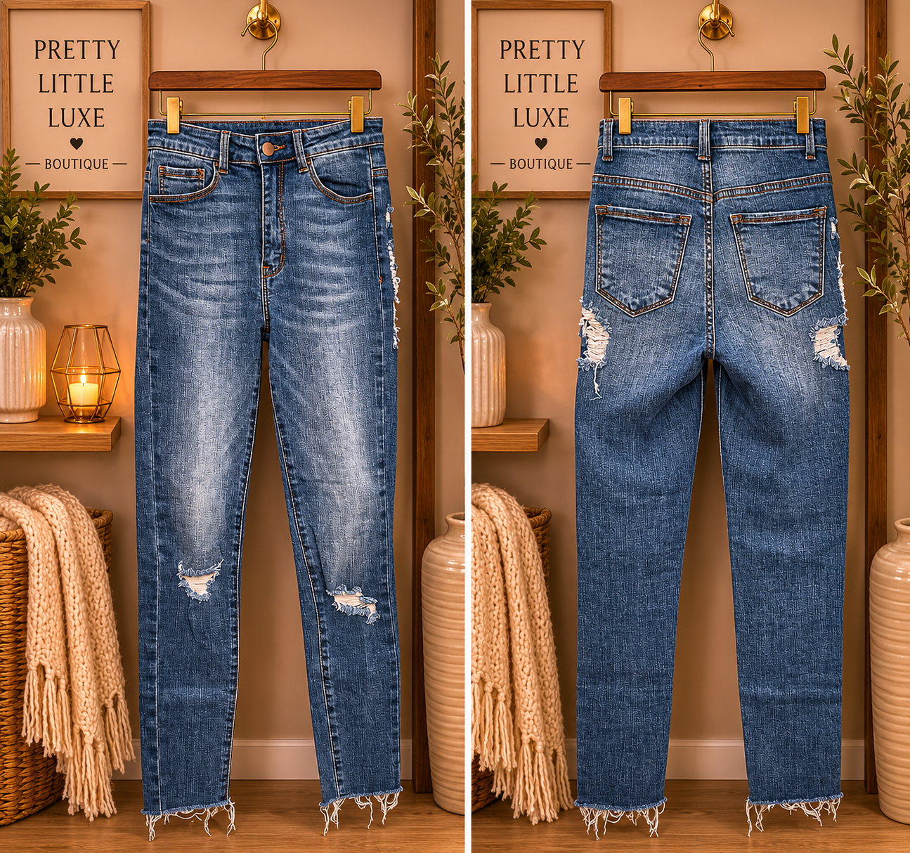 Fashion Nova High Waisted Distressed Skinny Jeans Medium Wash 0