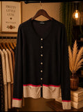 BY design Navy Colorblock Cardigan Sweater Gold Buttons XL